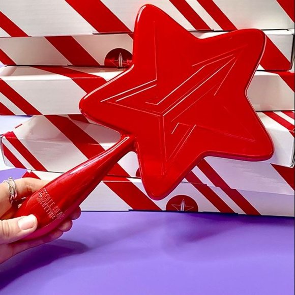 JEFFREE STAR COSMETICS RED CHROME HAND MIRROR VANITY MAKEUP HOLIDAY CHRISTMAS!! - Picture 3 of 4